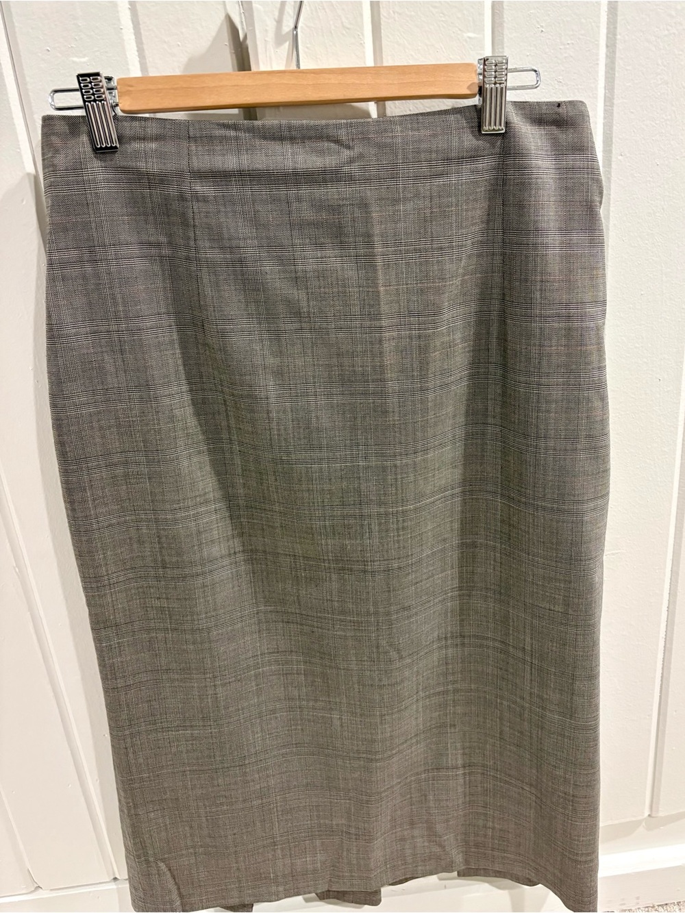 Banana Republic Gray Plaid Midi Skirt